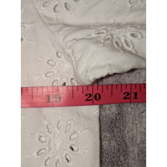 Madewell XS Eyelet Embroidered Boxy Crop Top Short Sleeve White Casual NWT $58 - Picture 7 of 11